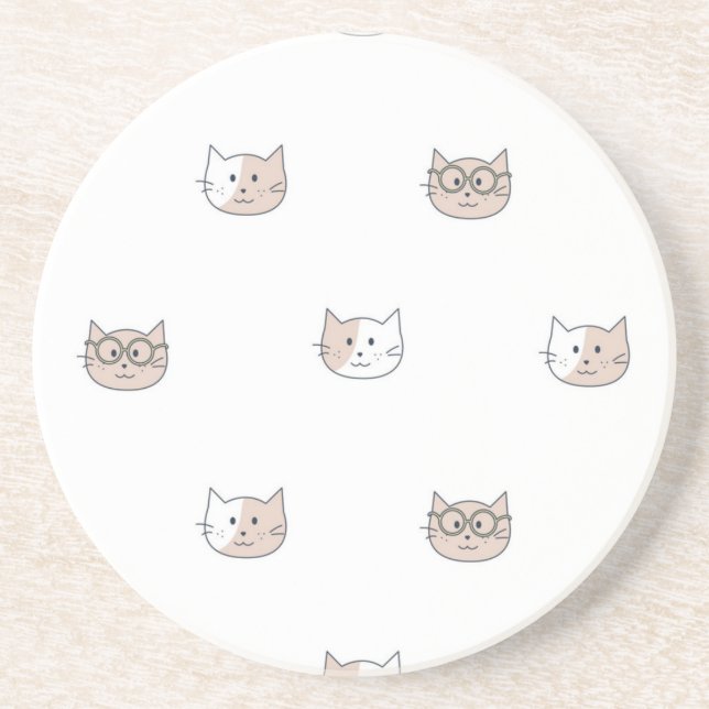 Dessous De Verre En Grès Motif de chat (Devant)