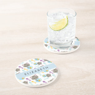 Dessous De Verre En Grès Motif De Chats, Chats Mignons, Chatons, Votre Nom