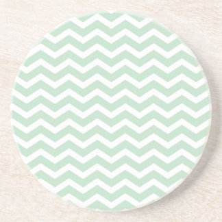 Dessous De Verre En Grès Motif de Chevron blanc vert à la menthe