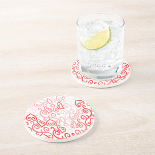 Dessous De Verre En Grès Motif de coeur rouge et rose