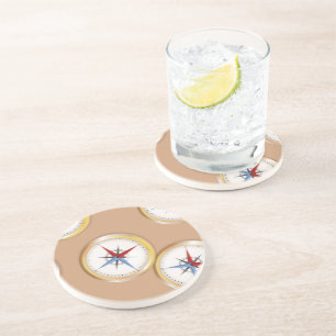 Dessous De Verre En Grès Motif de compas magnétique
