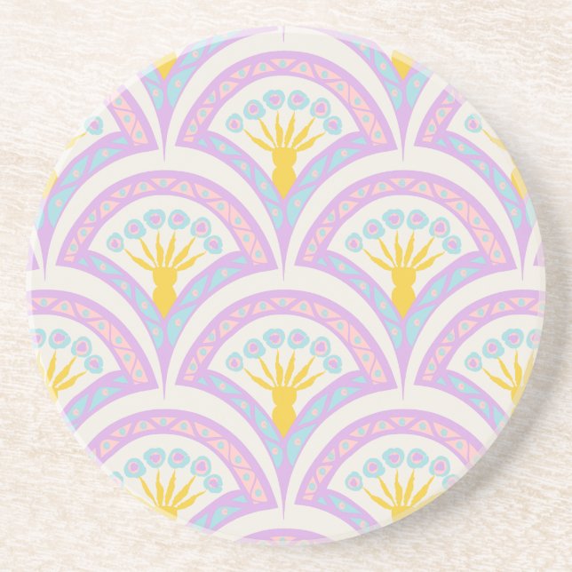 Dessous De Verre En Grès Motif de coquille de couleur pastel (Devant)
