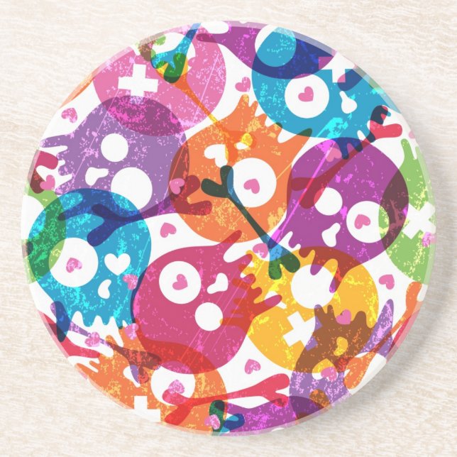 Dessous De Verre En Grès Motif de crânes (Devant)