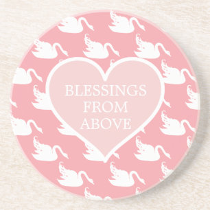 Dessous De Verre En Grès Motif de cygne rose et blanc pour Baby shower