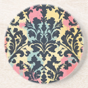 Dessous De Verre En Grès Motif de damas ancien