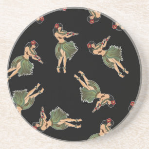 Dessous De Verre En Grès Motif de danse de la fille de Hula