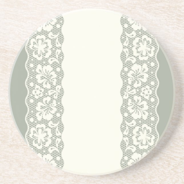 Dessous De Verre En Grès Motif de dentelle, cru 5 de fleur (Devant)