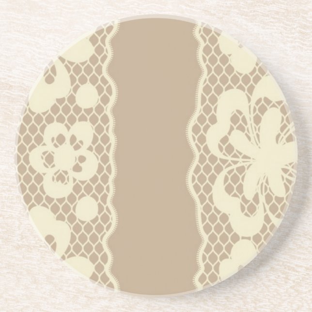 Dessous De Verre En Grès Motif de dentelle, cru 7 de fleur (Devant)