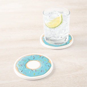 Dessous De Verre En Grès Motif de Donuts Colorés Rétro pour une Fête Amusan
