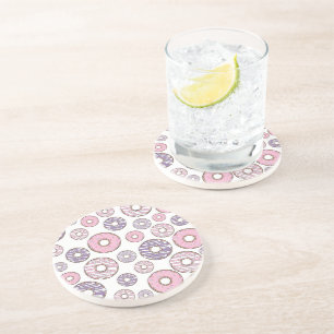 Dessous De Verre En Grès Motif De Donuts, Donuts Roses, Donuts Violets