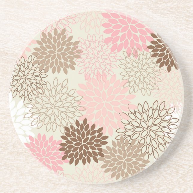 Dessous De Verre En Grès Motif De FEMME Rose Et Brown (Devant)