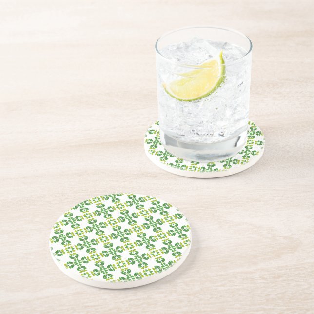 Dessous De Verre En Grès Motif de feuille, motif de feuilles, feuilles vert (Côté)