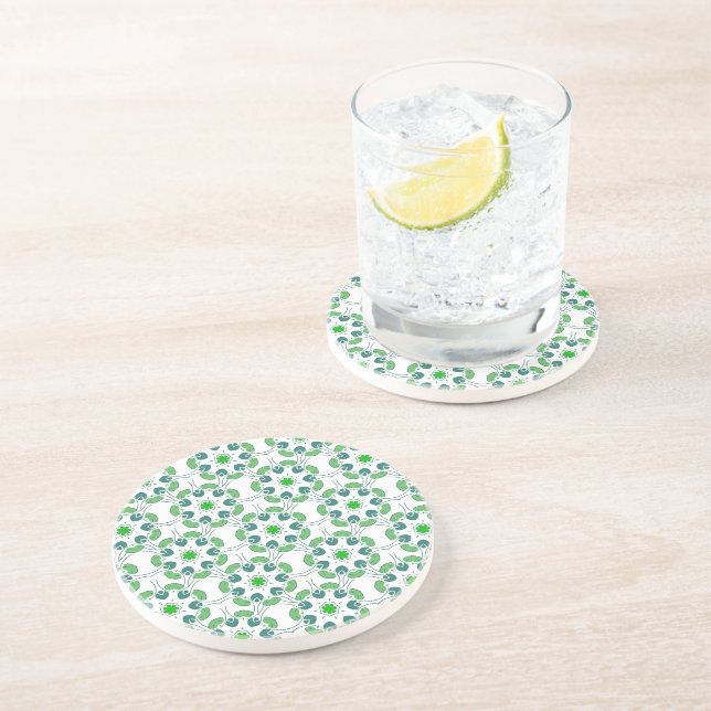 Dessous De Verre En Grès Motif de feuille, motif de feuilles, feuilles vert (Côté)