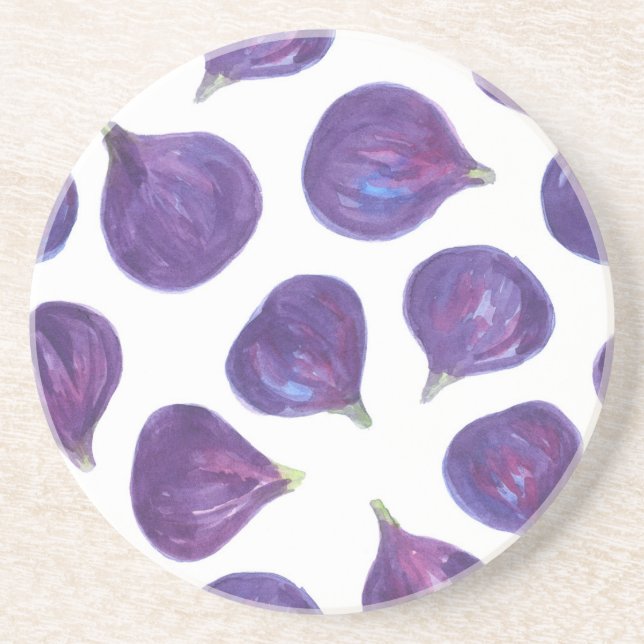 Dessous De Verre En Grès Motif de figues aquarelle (Devant)