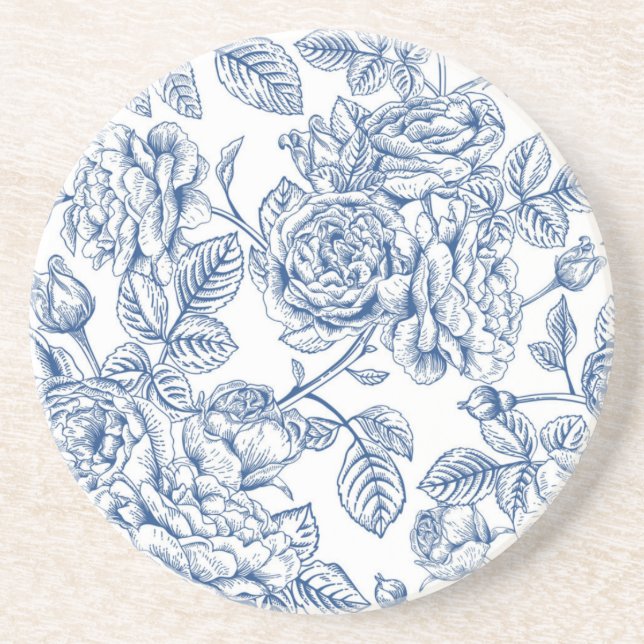 Dessous De Verre En Grès Motif de fleurs (Devant)