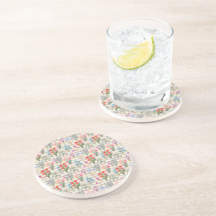 Dessous De Verre En Grès Motif de fleurs d'aquarelle moderne