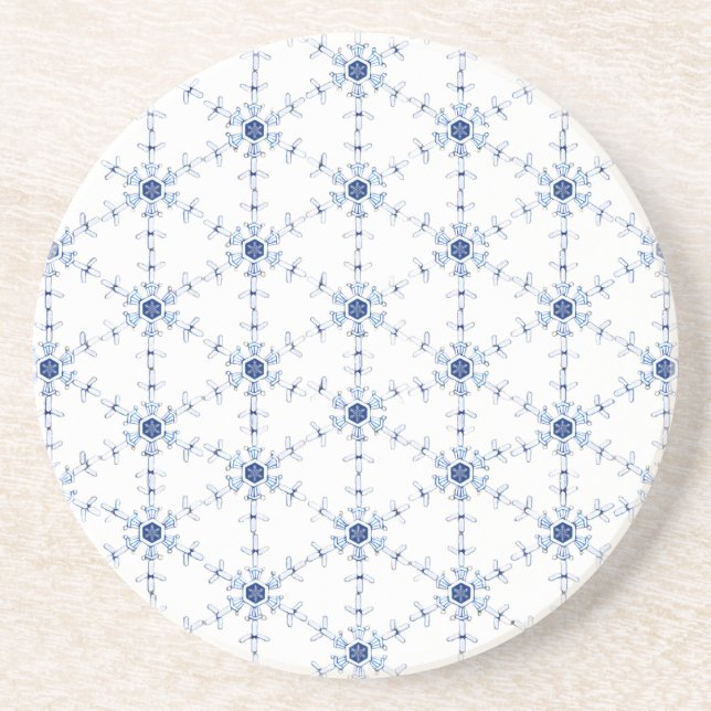 Dessous De Verre En Grès Motif de flocon de neige en diamant (Devant)