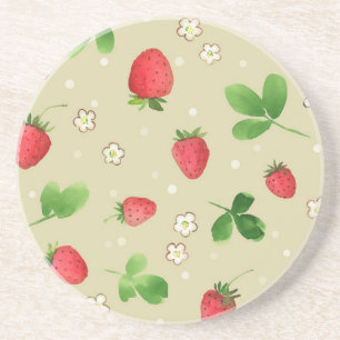 Dessous De Verre En Grès Motif de fraises d'aquarelle