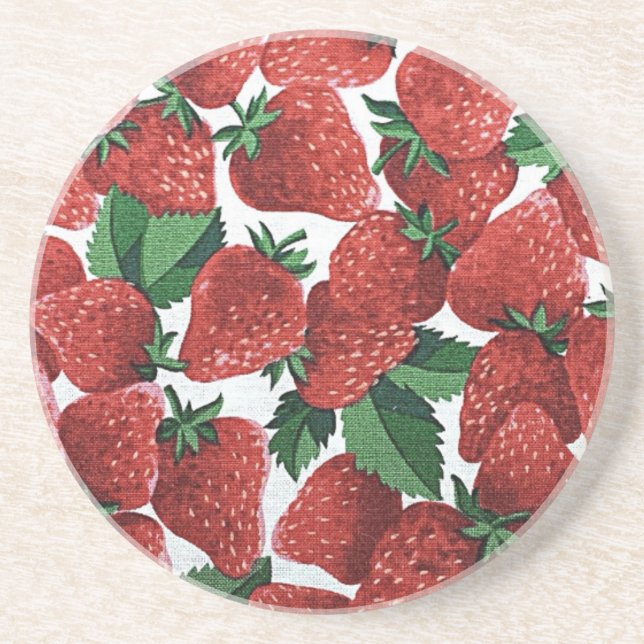Dessous De Verre En Grès Motif de fraises et de crème (Devant)