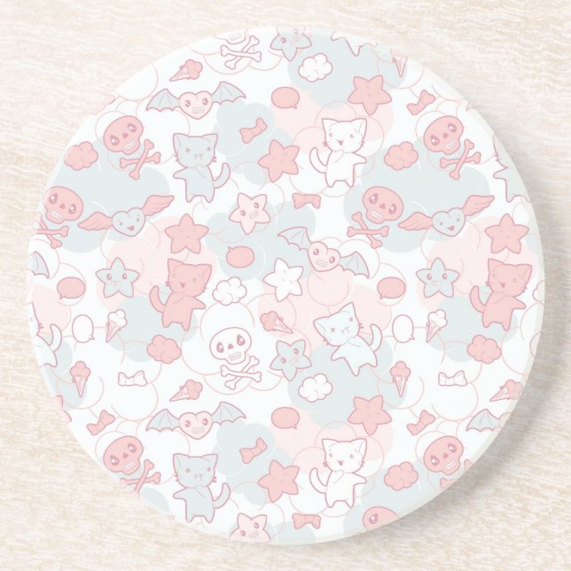 Dessous De Verre En Grès motif de kawaii avec le griffonnage (Devant)