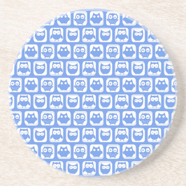 Dessous De Verre En Grès Motif de la Chouette bleue (Devant)
