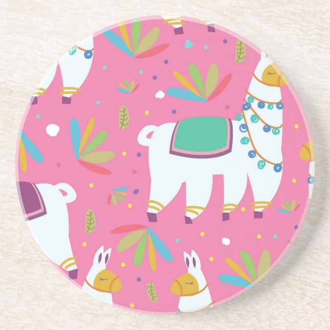 Dessous De Verre En Grès Motif de lama mignon (Devant)