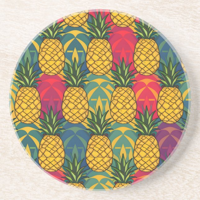 Dessous De Verre En Grès Motif de l'ananas  (Devant)