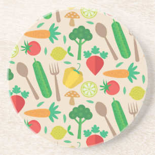 Dessous De Verre En Grès Motif de légume de marché de fermier coloré et mig