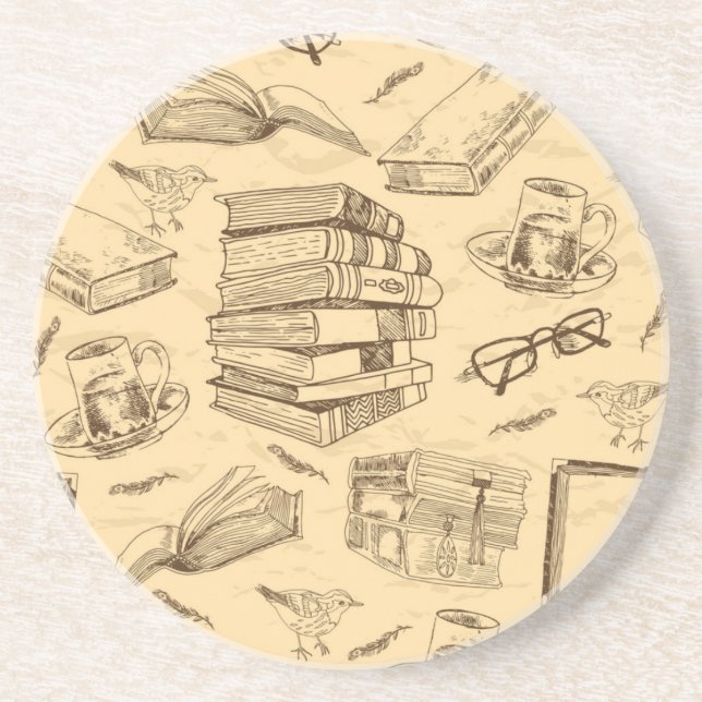 Dessous De Verre En Grès Motif de livre (Devant)