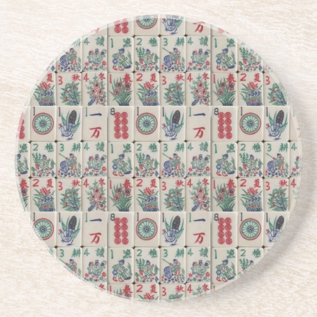 Dessous De Verre En Grès Motif de Mahjong Tiles (Devant)