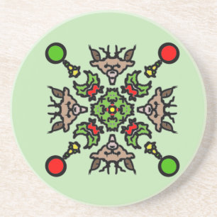 Dessous De Verre En Grès Motif de mandala de Noël
