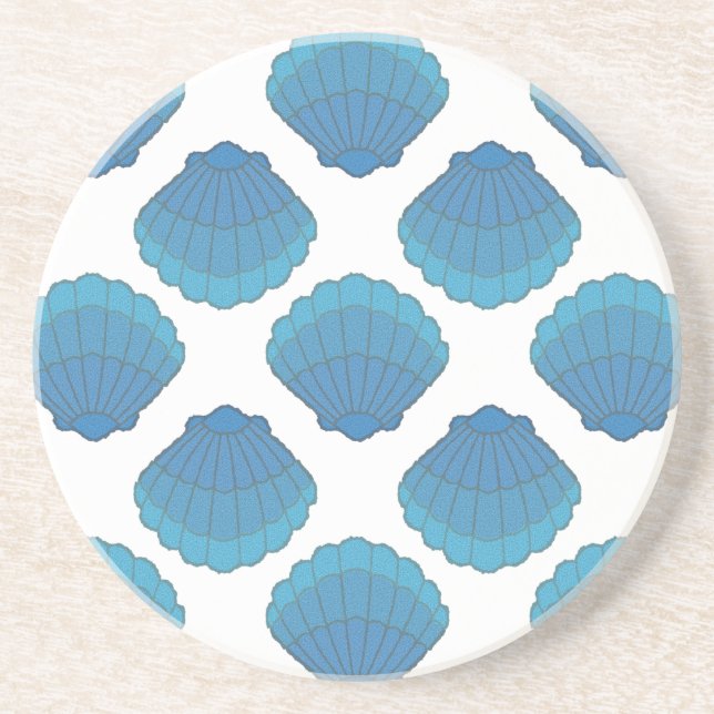 Dessous De Verre En Grès Motif de mosaïque Blue Seashell (Devant)