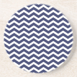 Dessous De Verre En Grès Motif de Navy Blue White Chevron