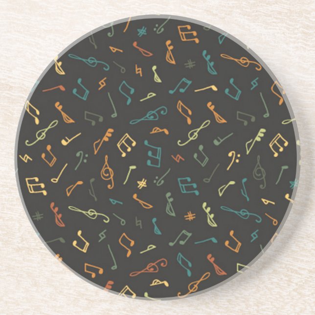 Dessous De Verre En Grès Motif de notes musicales (Devant)