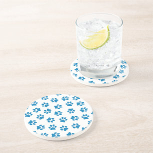 Dessous De Verre En Grès Motif De Pailles, Paniers De Chien, Paniers Bleus