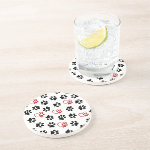 Dessous De Verre En Grès Motif De Pâtes, Pâtes Noires, Pâtes Rouges, Coeurs