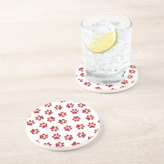Dessous De Verre En Grès Motif De Pâtes, Patrouilles De Chiens, Paws Rouges (Côté)