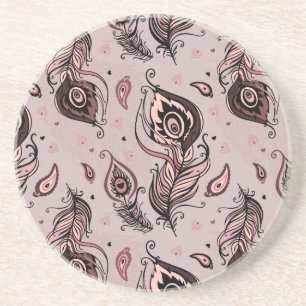 Dessous De Verre En Grès Motif de plume de paon