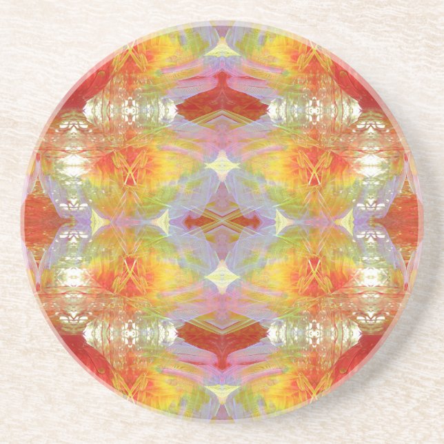 Dessous De Verre En Grès Motif de plumes de perroquet (Devant)