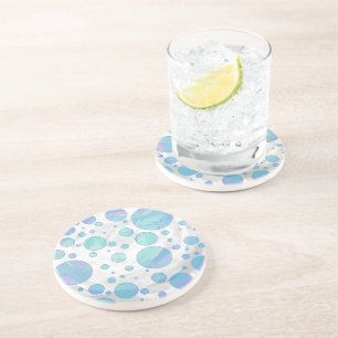 Dessous De Verre En Grès Motif de point Polka bleu Glacier