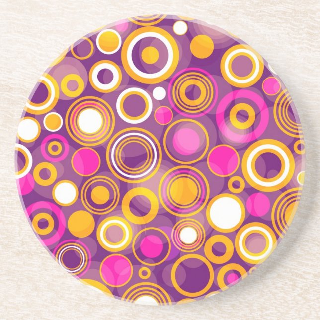 Dessous De Verre En Grès Motif de point violet de polka (Devant)