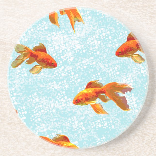 Dessous De Verre En Grès motif de poisson d'or (Devant)