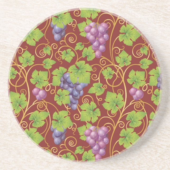 Dessous De Verre En Grès Motif de raisin (Devant)