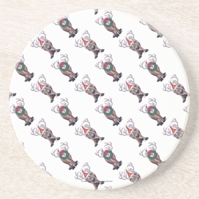 Dessous De Verre En Grès Motif de rennes de tête et de queue (Devant)