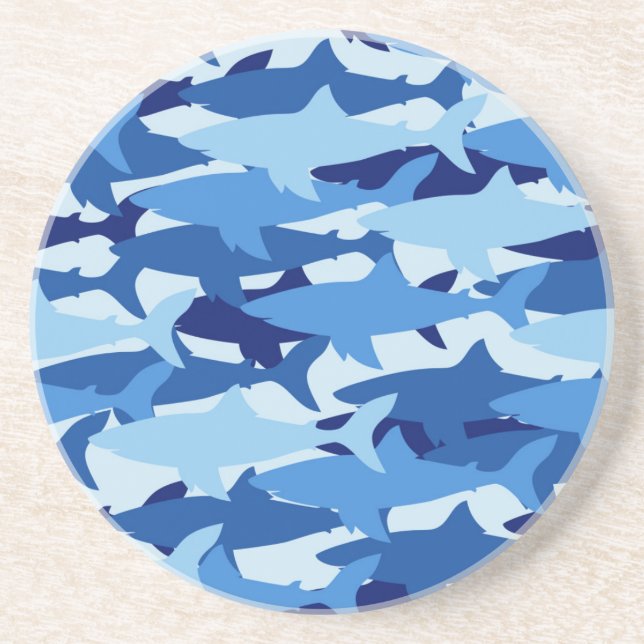 Dessous De Verre En Grès Motif de requin bleu (Devant)
