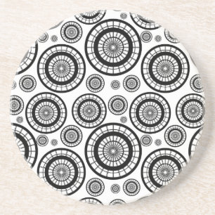 Dessous De Verre En Grès Motif de roue répétitive noir et blanc