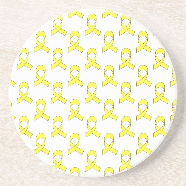 Dessous De Verre En Grès Motif de ruban jaune (Devant)