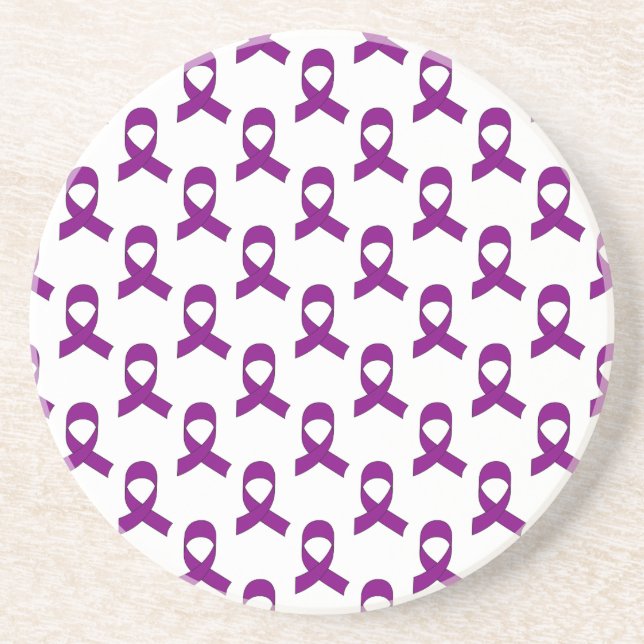 Dessous De Verre En Grès Motif de ruban violet (Devant)