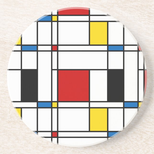 Dessous De Verre En Grès Motif de Stijl (Devant)