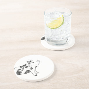 Dessous De Verre En Grès Motif de taches de vache en noir et blanc dessiné